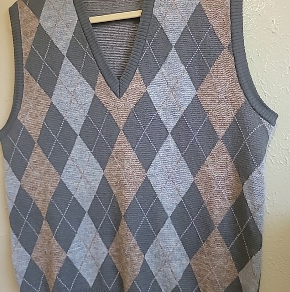 Mister Man Grandpa Sweater Vest Men's Size L Grey Argyle Pattern V-Neck Wool - Picture 4 of 10